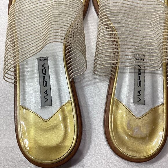 Via Spiga Yellow White Sheer Open Toe Summer Sandal Shoes - Picture 9 of 14